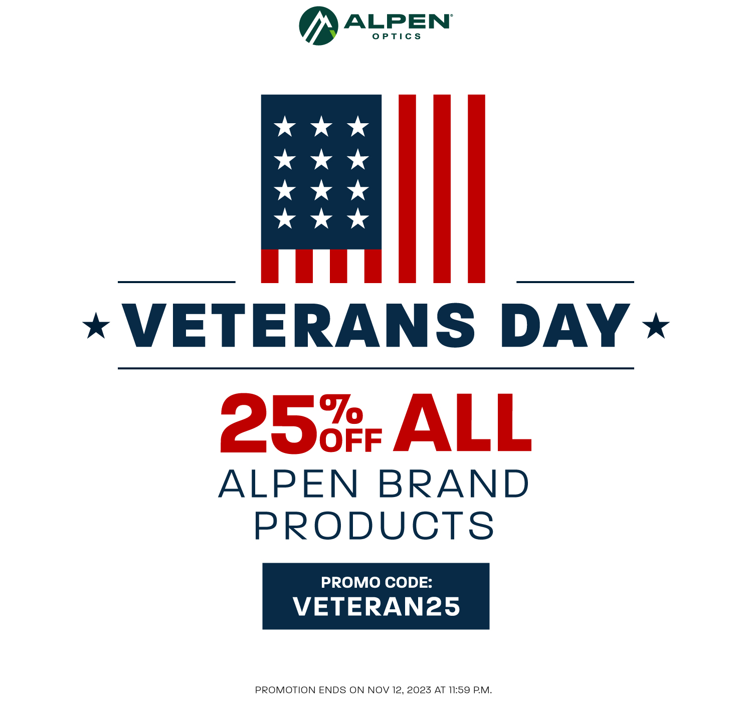 Alpen Veterans Day Sale Logo