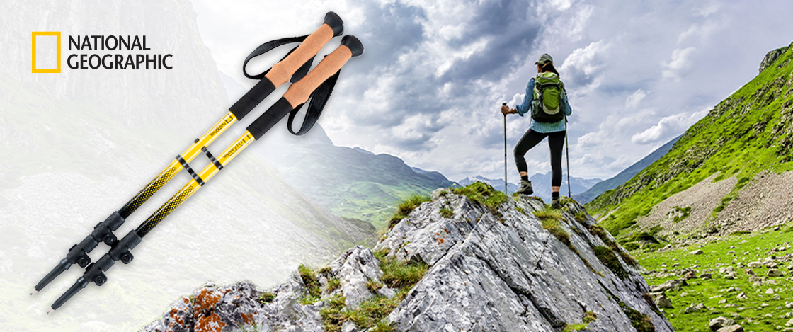 Hiker with National Geographic Trekking Poles 