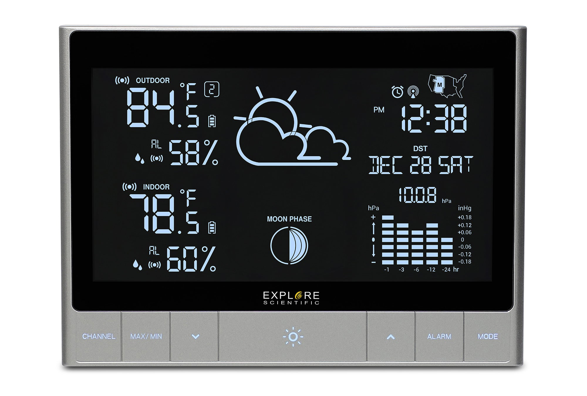 Advanced weather station with LED touch keys