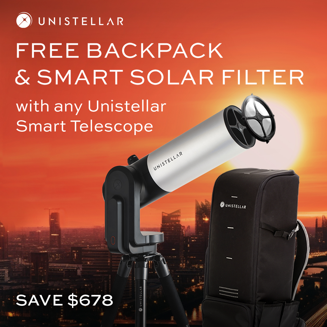 Unistellar Telescope with solar filter and backpack