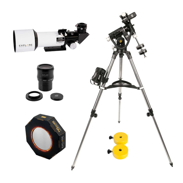 ED80 Essential Series Air-Spaced Triplet with iEXOS-100-2 PMC-Eight Tracker Mount, Field Flattener, Solar Filter & Two counterweights