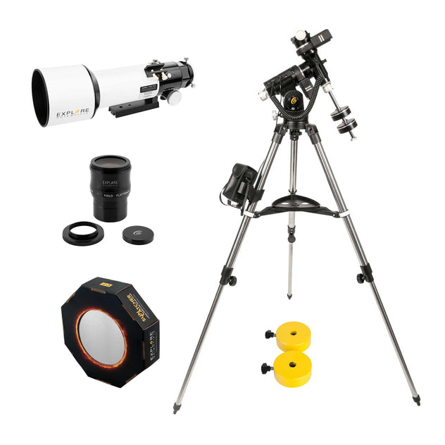 ED80-FCD100 Series Air-Spaced Triplet Refractor Telescope with iEXOS-100-2 PMC-Eight Equatorial Tracker System with WiFi and Bluetooth, 2 Extra Counterweights, Field Flattener, Solar Filter