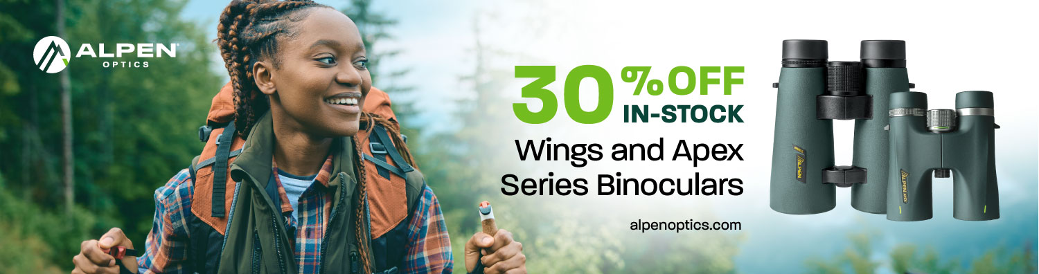 Wings & Apex binocular promo with hiker