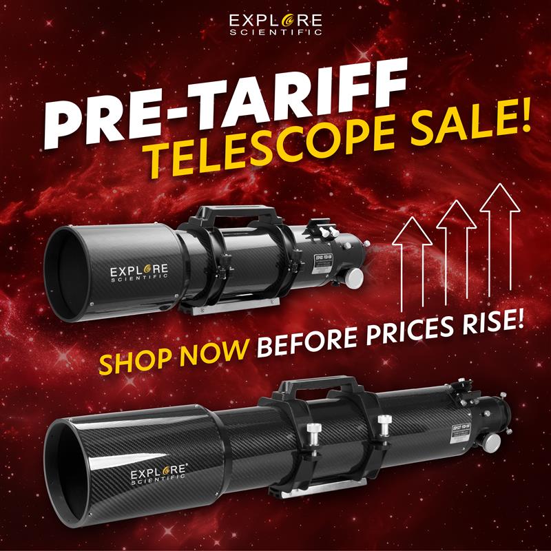 Telescope Sale Banner with two telescopes on red background