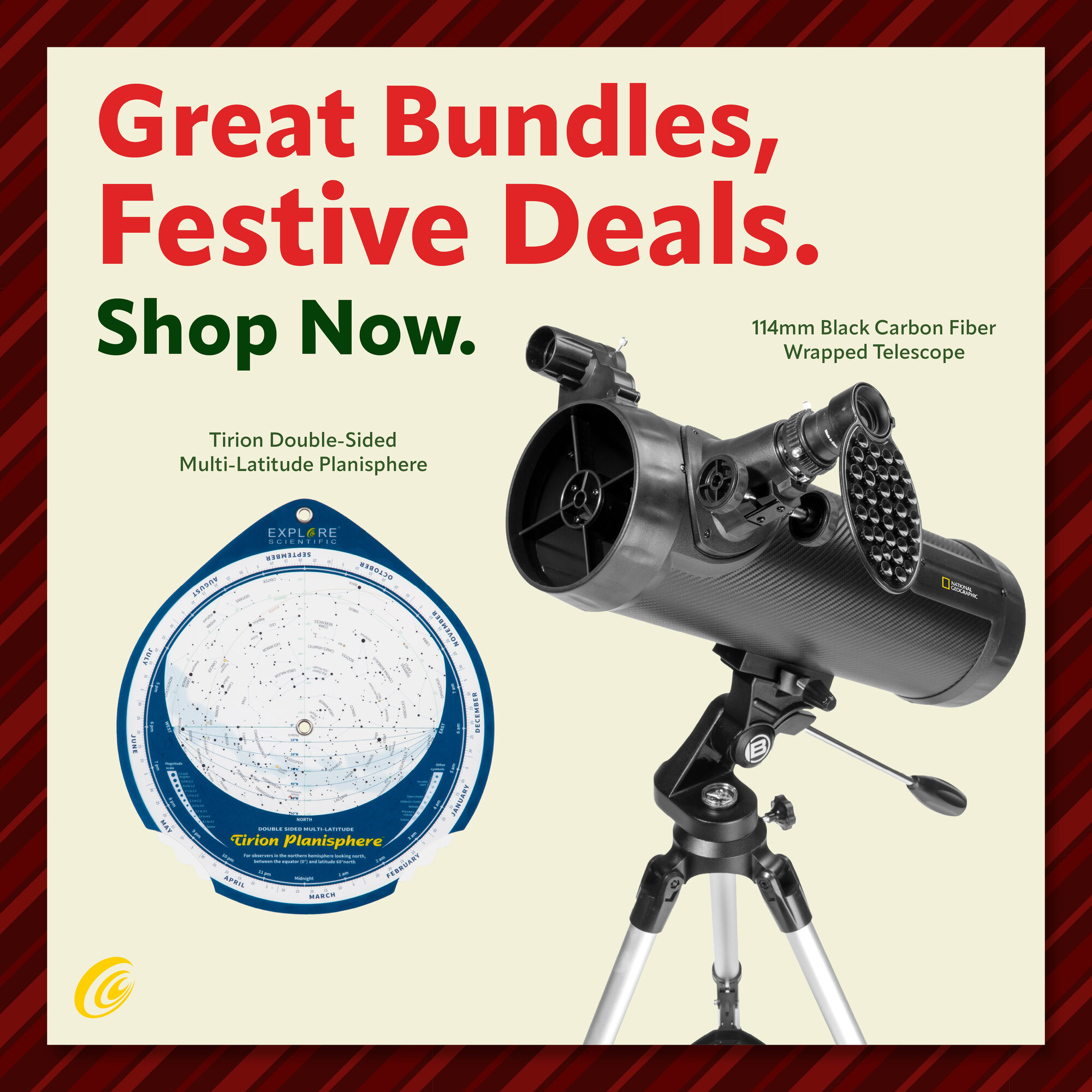 Black Friday Bundle featuring 114mm Reflector and Double-Sided Planisphere